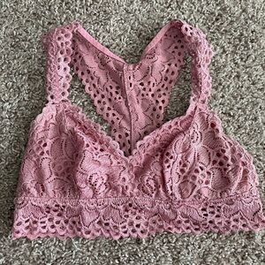 Aerie Pink Lace Racerback Bralette